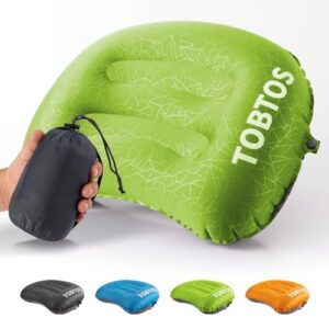 TOBTOS Inflatable Camping Pillow, 17x12in, Green
