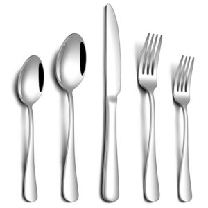PHILIPALA 20 Piece Silverware Set, Stainless Steel Flatware Set for 4 Food Grade Novelty Flatware Cutlery Utensil Set Include Knife Fork Spoon Mirror Polished Dishwasher Safe