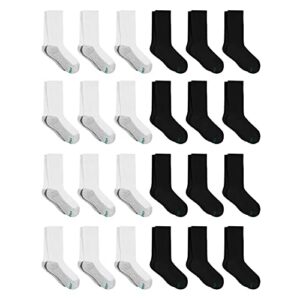 Hanes Boys' Crew Socks Pack, Socks for Boys Age 5-12, Stretch Cotton Socks, Comfortable Cushioned Crew Socks, 12-Pack