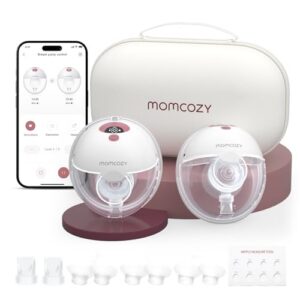 Momcozy M5 Smart APP Controlled Wearable Breast Pump, 2-Pack Cozy Red