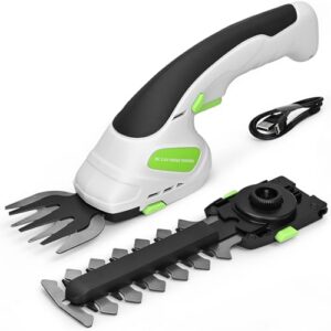 2-in-1 Cordless Hedge Trimmer, Handheld Hedge Trimmer & Cordless Grass Shear with 2.0Ah Rechargeable Battery and Type-C Cable – Electric Grass Trimmer for Garden, Yard, and Lawn(Black)