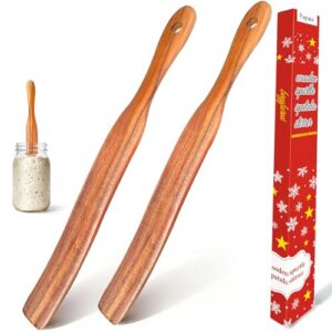 2pcs Wood Spurtle Spatula for Sourdough Starter