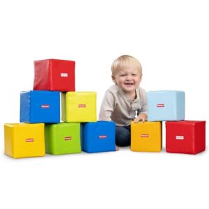 Fisher-Price™ Toddler Soft Foam Building Blocks – 9 Large Colorful Stacking Blocks for Toddlers 2+ – Lightweight Preschool Learning Toy