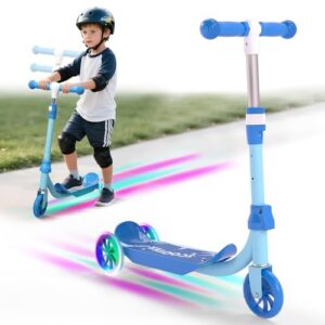 Kids Scooter with LED Light-Up Wheels, Adjustable Handlebar Scooter, Kids Toys Gift for Boys & Girls (Height 37-50") | Outdoor Play for Ages 3,4,5,6 | Extended Footrest | Next Level, Blue