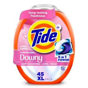 Tide Power PODs + Downy Laundry Detergent Pods, 45 Count, Soft Boosters + April Fresh