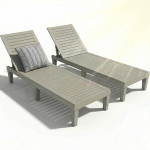 EFU Lounge Chair Outdoor,Set of 2 High-Impact PP Tanning Chairs