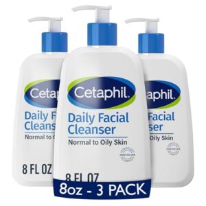 Cetaphil Daily Facial Cleanser, Oily & Combination Skin, 8 fl oz, 3 ct