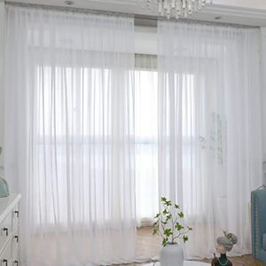 L&TEC Window Ivory Sheer Curtains 72 Inches Long 2 Panels Sheer Curtain Basic Rod Pocket Panel for Bedroom Children Living Room Yard Kitchen (Ivory, 52" W x 72" L | 2 pcs)