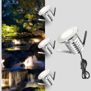 MALORY Low Voltage Pond Lights 4-Pack, 3W 6000K 4-Packs Full Stainless Steel Inground LED Underwater Swimming Pool Light,250 Lumen IP68 Waterproof Fountain Accessories Lights(4-Packs 6000K)
