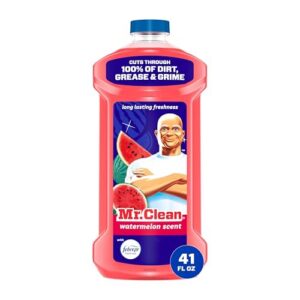 Mr. Clean All Purpose Cleaner, Mop Soap, Floor Cleaner for Mopping Home, Bathroom, & Kitchen, Cleaning Liquid for Mop & Bucket, Cleaning Supplies, Multi-Surface Dilutable, Watermelon, 41oz