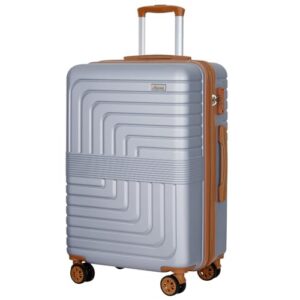 Romswi 26" Medium Checked Luggage,Checked-Medium Hardshell Suitcase with Double Spinner Wheels, Lightweight Large Hardshell Suitcase with TSA Lock,YKK Zipper, Scratch-Resistant Silver