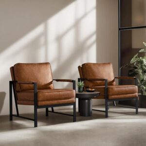 Yaheetech Mid-Century Modern Accent Chairs Set of 2, Light Brown