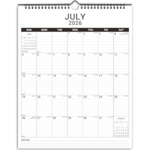 Calendar 2026-2027, July 2026-June 2027 12 Month 11.5”x14.8” Hanging Wall Calendar Paper Work Calendario 26-27 White 2