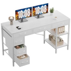 OLIXIS 56 Inch Computer Desk with 6 Fabric Drawers, for Home Office Work