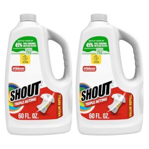 Shout Active Enzyme Laundry Stain Remover Spray for Clothes, Triple-Acting Formula Clings, Penetrates, and Lifts Tough & Everyday Stains - Prewash Refill 60oz (Pack of 2)