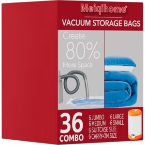Vacuum Seal Bags for Clothing Travel & Home Storage, travel vacuum bags with pump, Store Blankets, Comforters, Pillows, Seasonal Clothes Compactly,36 Pack With Electric Pump