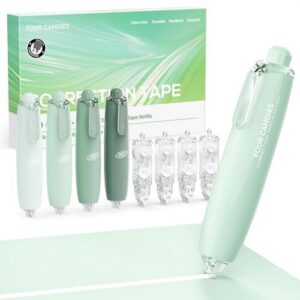Four Candies Refillable Correction Tape, 4PCS White Tape with 4 Refills