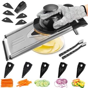 NIOSAVM mandoline slicer, mandoline slicer for kitchen,Stainless Steel mandolin slicer,Vegetable Slicer,mandoline food slicer,slicer vegetable cutter,Cut-Resistant Gloves，