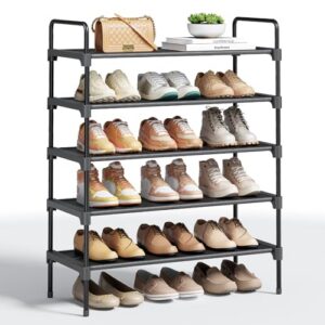 Kitsure Shoe Rack for Closet, 26.6" Wide - 5 Tiers, Black