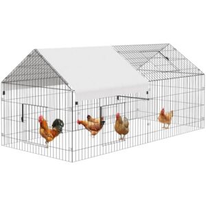 NUGRIART Metal Chicken Coop 83"×38" Chicken Run with Waterproof Cover Portable Poultry Cage Walk in Hen House Outdoor Backyard Farm Animal Enclosure Crate Pet Playpen Exercise Pen for Rabbit Duck