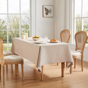 ZeeMart Linen Textured Rectangle Table Cloth, 52x70 Inch Light Tan