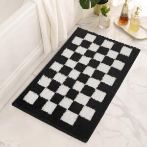 GRANNY SAYS Checkered Black Bathroom Rug, 24" x 16", Cute Bath Mat