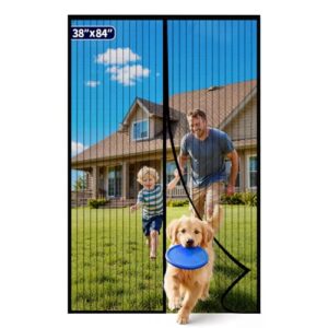 Kitsure Magnetic Screen Door Mesh, 38 x 84 in, Hands-Free Closure
