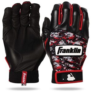 Franklin Sports Youth MLB Digitek Batting Gloves, Youth Medium, Pair, Grey/Black/Red Digi