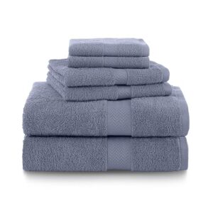 Martex 6-Piece 100% Ringspun Cotton Towel Set, Heather Blue