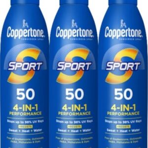 Coppertone SPORT Sunscreen Spray SPF 50, Multipack, 3 x 5.5 FL OZ