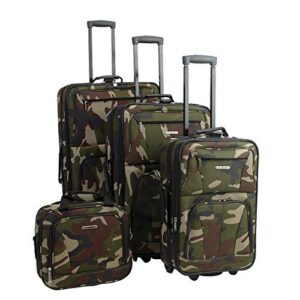 Rockland Fashion Softside 4 Piece Luggage Set, Expandable, (14" Tote/19"/24"/28"), Camo