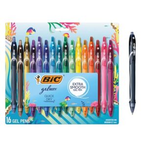 BIC Ocean Themed Gel Pens, Assorted Colors, Medium Point, 0.7 mm, 16-Count