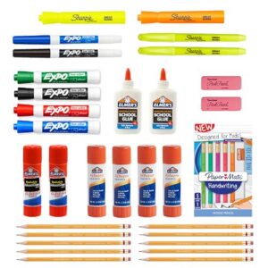 Sharpie School Supplies Variety Pack, My First All in One Pack, Expo, Paper Mate, Elmer’s Glue Sticks, Pourable Glue, Pencils, Dry Erase, Markers, Highlighters, and More, 31 Count