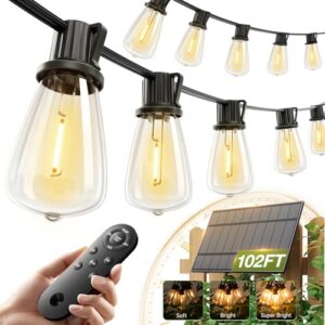 addlon 102(96+6) FT Solar String Lights Waterproof, 30+2 LED Shatterproof