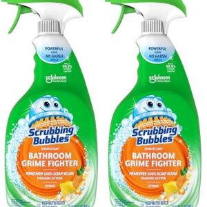Scrubbing Bubbles Bathroom and Shower Cleaner Disinfectant Spray, Foaming Action Bathroom Grime Fighter, Citrus Scent, 32oz, (Pack of 2)