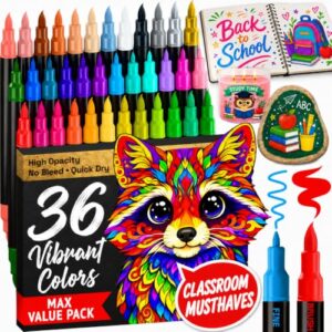 ARTISTRO 36 Dual-Tip Acrylic Paint Marker Pens for Drawing