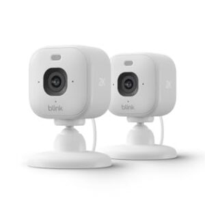 Blink Mini 2K+ (newest model) – Plug-in Home & Pet Indoor Security Camera with 2K video resolution, night vision, enhanced audio, motion detection – 2 cameras (White)