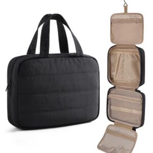 LIGHT FLIGHT Travel Toiletry Bag - Hanging Makeup Organizer for Women & Men | Portable Hanging Organizer for Travel-Sized Shampoo, Full-Sized Toiletries, Brushes Set, Makeup Accessories, Black
