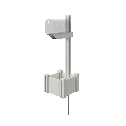 Zippity Majestic Mailbox Post w/Planter Box, White Vinyl DIY No Dig Kit | 1 Post + Planter Box, Mailbox Sold Separately, ZP19027