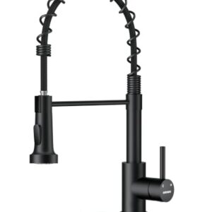 WEWE Black Kitchen Faucet with Pull Down Sprayer, High Arc Bar Sink Faucet | 17-Inch Height, 360 Swivel, SUS304, Fits 1- or 3-Hole Sinks, Ceramic Cartridge, Easy-Clean Nozzles