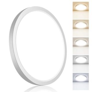 hepside Flush Mount Ceiling Light 7Inch,5 Color Temperature Light Fixture | 3000K/3500K/4000K/5000K/6500K,15W 1800LM Ultra-Thin Round Ceiling Light Fixture for Closet Bedroom Bathroom Hallway,White