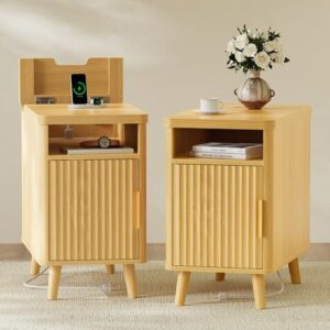 Huuger Narrow Nightstand with Charging Station, USB-C Port