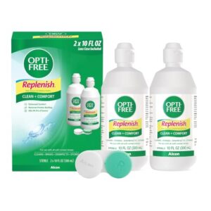 OPTI-FREE Replenish Contact Lens Solution with Contact Lens Case, 2 x 10 oz