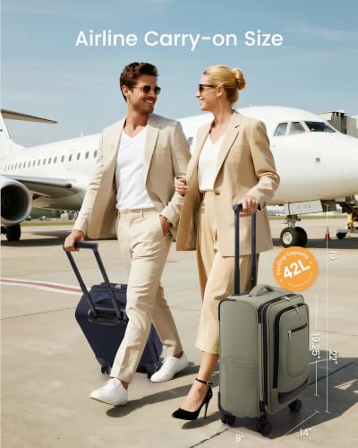 LOVEVOOK Carry On Luggage 22x14x9 Airline Approved 20inch Softside Suitcase | Carry-on Suitcase with Spinner Wheels TSA Lock for Women Men, Small Rolling Luggage for Travel Airplanes, Wet Pocket, Blue - Image 2