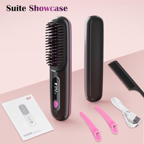 Hair Straightener Brush,Ceramic Ionic Anti-Frizz Hair Brush, - Image 8