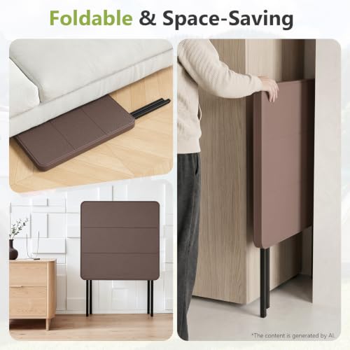 FurniEdge Folding Table, Portable Coffee Table 27in Square Table for Small Spaces, Patio Card Table Foldable Picnic Table with 400 LBS Capacity for Indoor Outdoor Use, Brown - Image 4