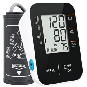 Blood Pressure Monitor Accurate Upper Arm BP Cuff for Home Use, Black | Clinically Validated, Large LCD, Dual User 120 Sets Memory, Adjustable Cuff 8.7-15.7 Inch, Fast Reading, Includes Storage Bag
