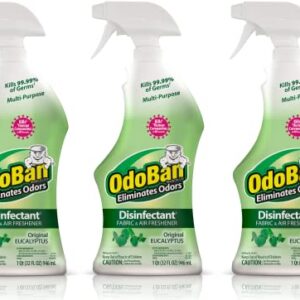 OdoBan Ready-to-Use Disinfectant and Odor Eliminator, Set of 3 Spray Bottles, 32 Ounces Each, Original Eucalyptus Scent