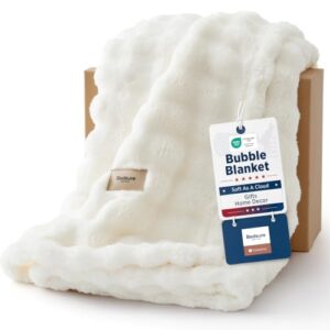 Bedsure Cloud Bubble Soft Cozy Throw Christmas Blankets Gift, White 50"×60" | Lightweight Decorative, Christmas Blankets Gifts for Women, Room Decor, Couch/Sofa/Bed, Soft, Cute, Fleece