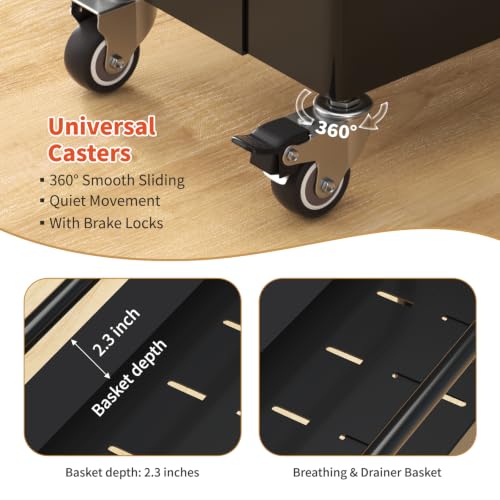 HOTEAGLE Rolling Cart 4-Tier, Adjustable Width & High Adaptability - Image 3